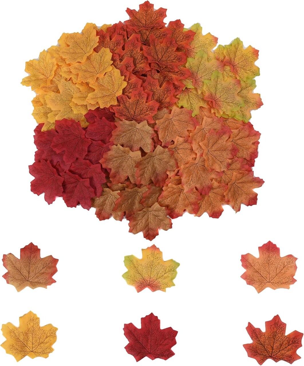 600PCS Artificial Maple Leaves for a Touch of Autumn Elegance, 8cm/3.1inch Faux Fall Leaves for Craft (Colorful)